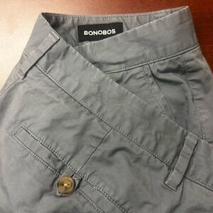 Bonobos Chino Slim Pants Men 38x32 Grey Straight Leg Business Casual Golf FLAW